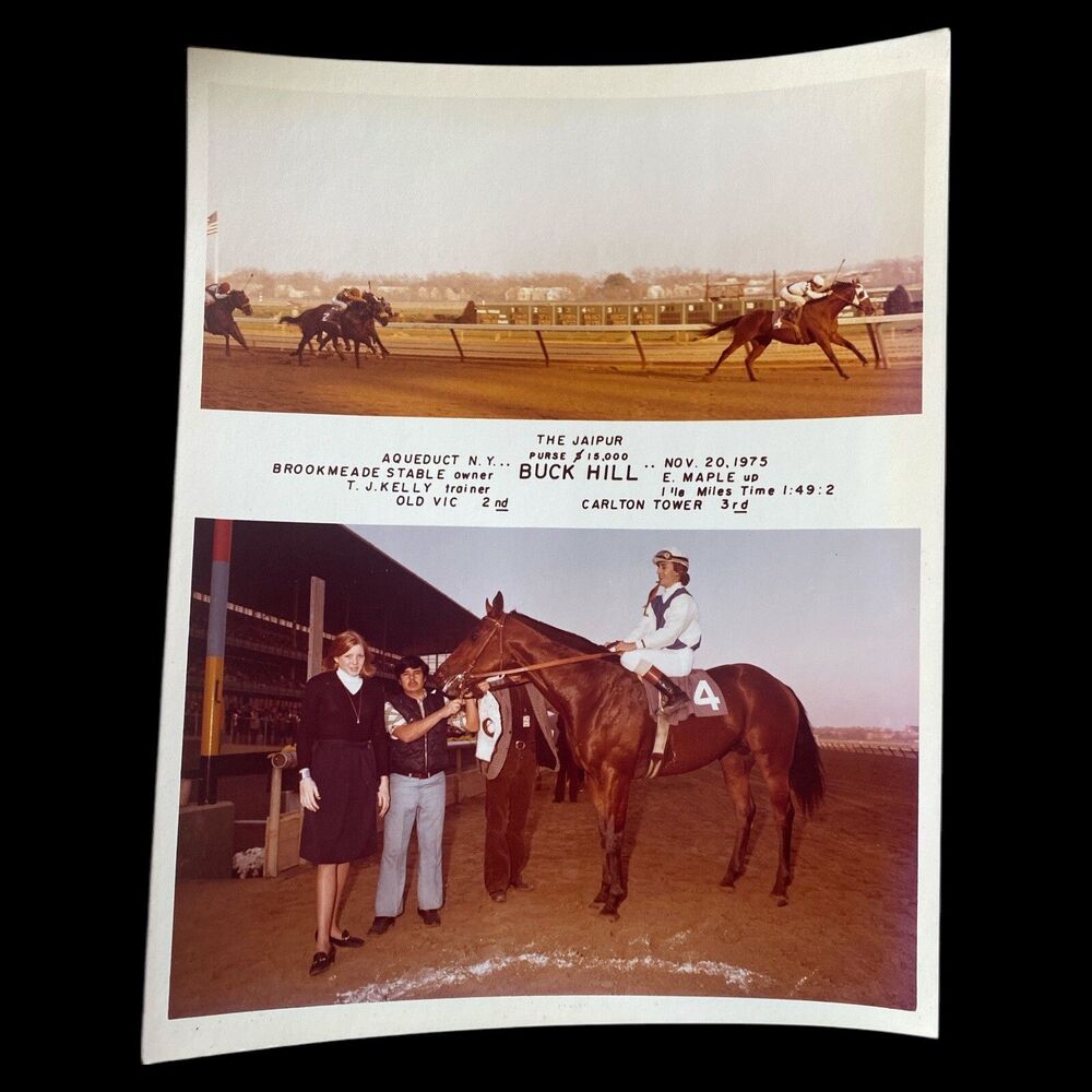 Vintage 1975 Aqueduct Horse Racing Photo Buck Hill Jaipur Winner’s Circle